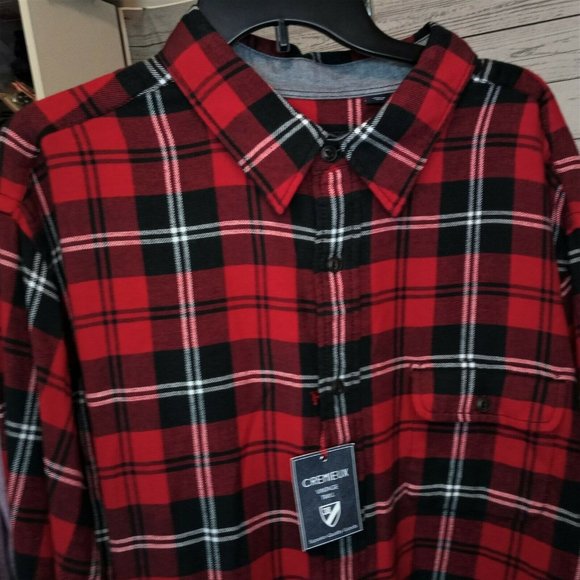 DANIEL CREMIEUX BIG & TALL CLASSICS MEN'S 100% COTTON FLANNEL SHIRT $90 RED
